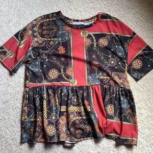 Zara multicolored babydoll top size M
